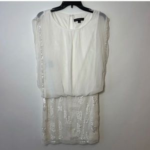 Aidan Mattox Womens Sleeveless Beaded Sequins Mini Dress White 2 Formal Lined